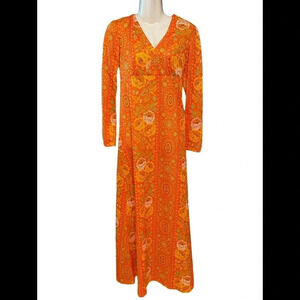 Vintage Hippie 70’s Print Maxi Dress